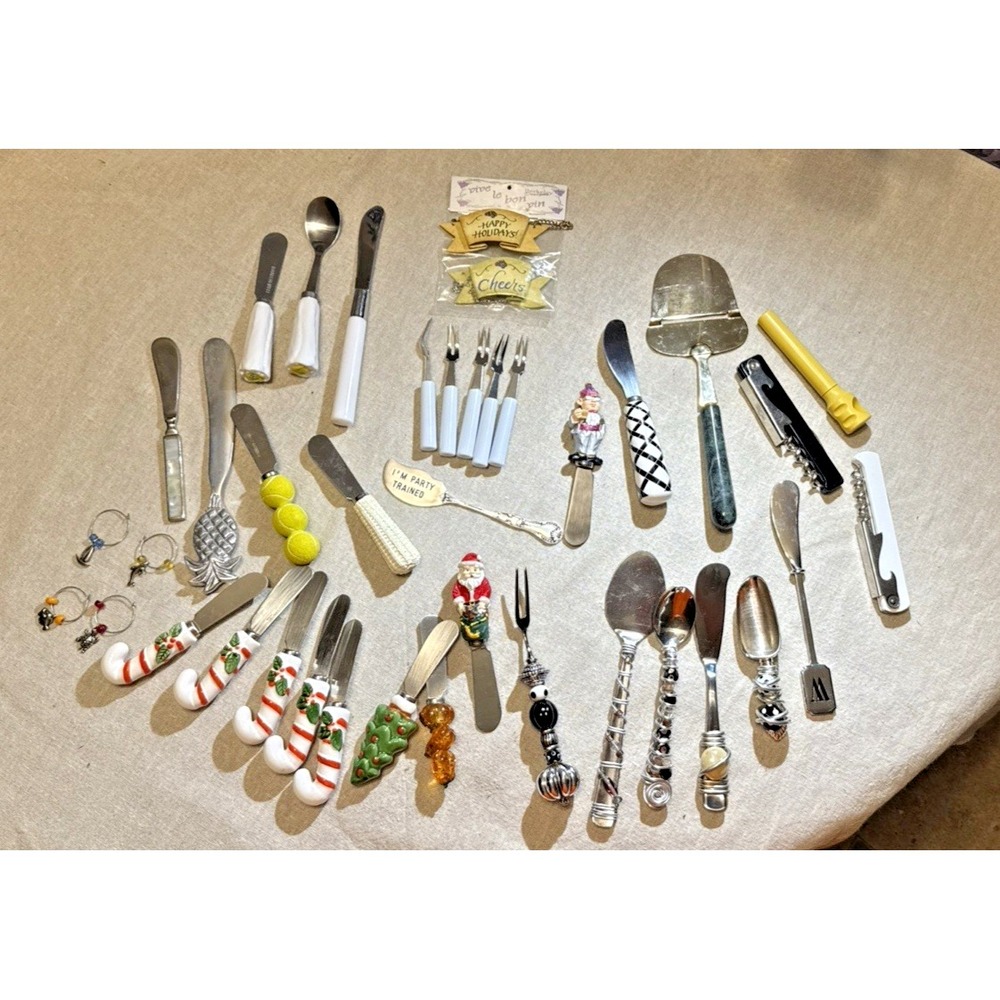 42 pcs-Charcuterie Cheese Knives Spreaders-variety styles w/‎ wine top & openers